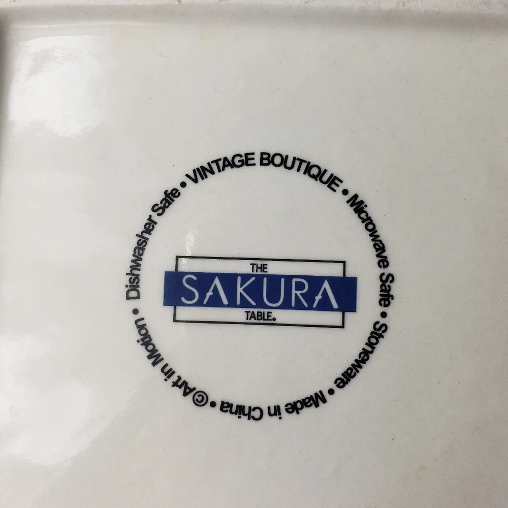 3 Sakura Vintage Boutique Square Stoneware Salad Dessert Plates Paris Motif